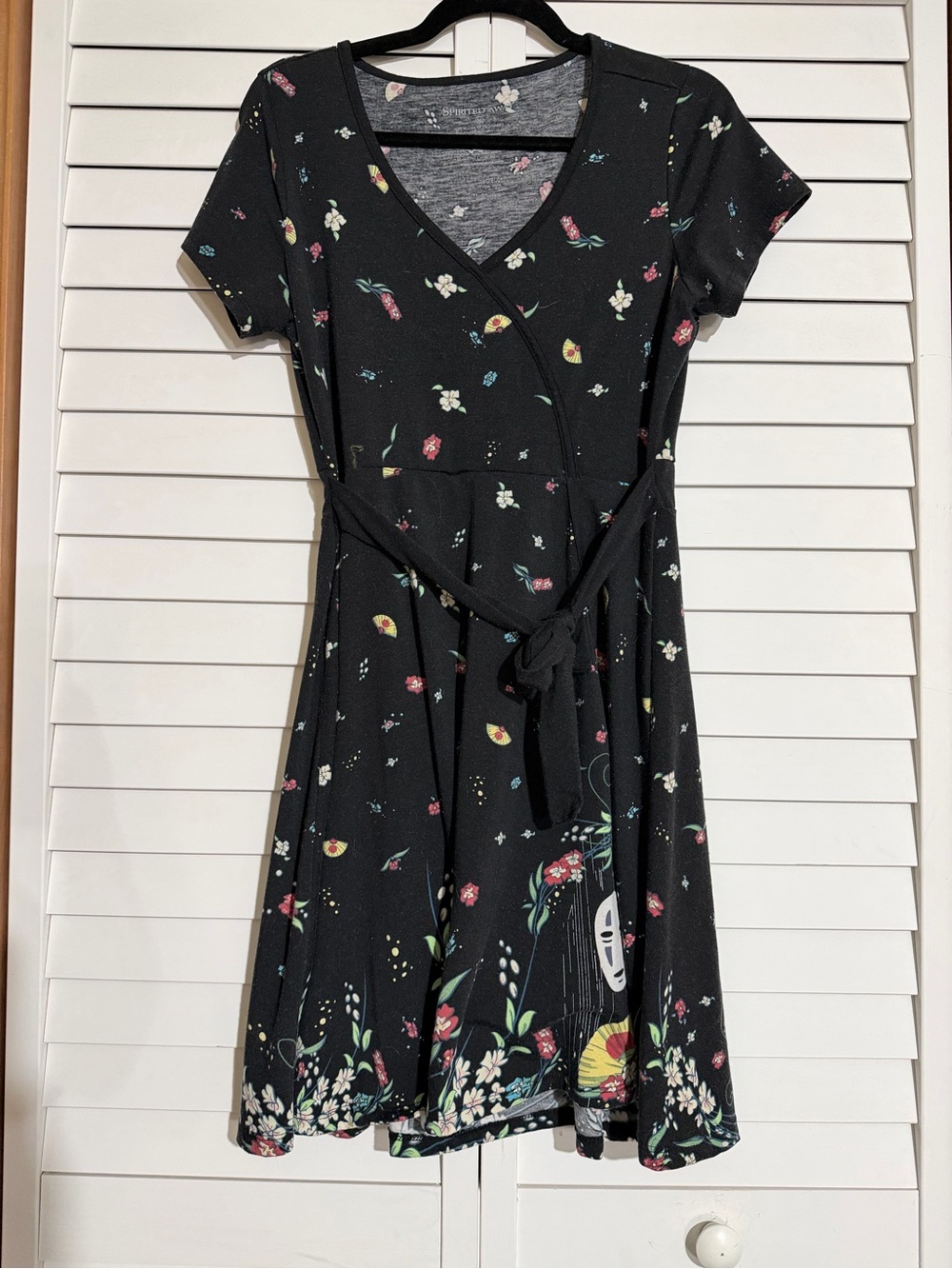 Her Universe No Face Spirited Away Black Floral Wrap style Midi Dress